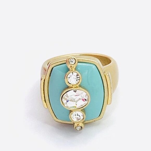 Lia Sophia blue gold tone Swarovski overlay ring - Picture 9 of 9